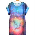 Chic Galaxy I am a dreamer Chiffon T-shirt starry short-sleeved
