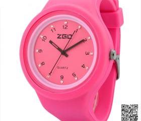 Women wristwatch silicone Crystal jelly rubber bracelets 6Color sports watches
