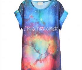 Chic Galaxy I am a dreamer Chiffon T-shirt starry short-sleeved