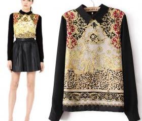 ANGIENT TOTEM Folk style Shirt Chiffon Blouse 1246