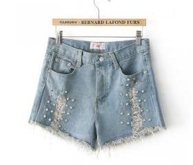 Studs Rivet Denim Wash Short Punk Shorts