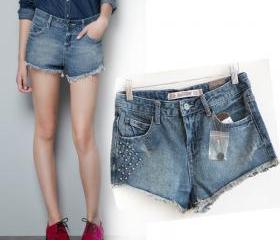 Rivet Denim Wash Short Punk Shorts